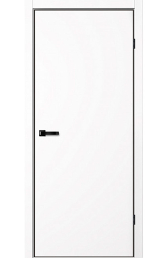 Полотно дверное NEO 01, покрытие Эмалит белый, Черная алюминиевая кромка с 4х сторон
