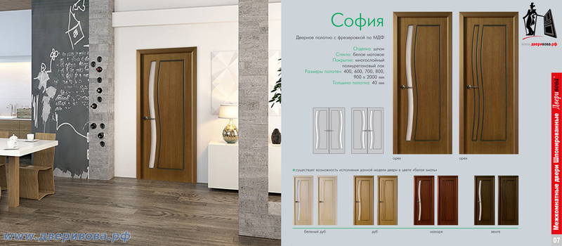 Каталог межкомнатных шпонированных дверей София