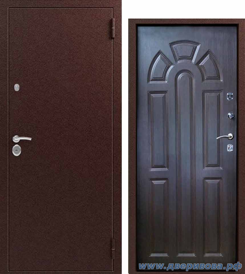 Входная дверь, МеДверь , Медь - Алтайская лиственница, Венге ребро ТЕРМОРАЗРЫВ