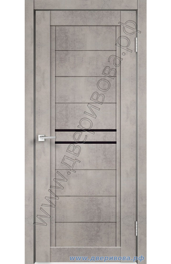 Дверь из экошпона Next 2, ПО, Муар светло серый (стекло черное лакобель)