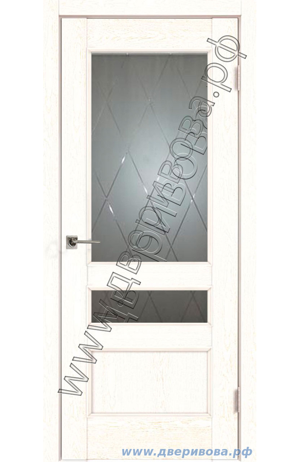 Дверь из экошпона Classico 3V, ПО, Белый ясень (стекло ромб светлый)