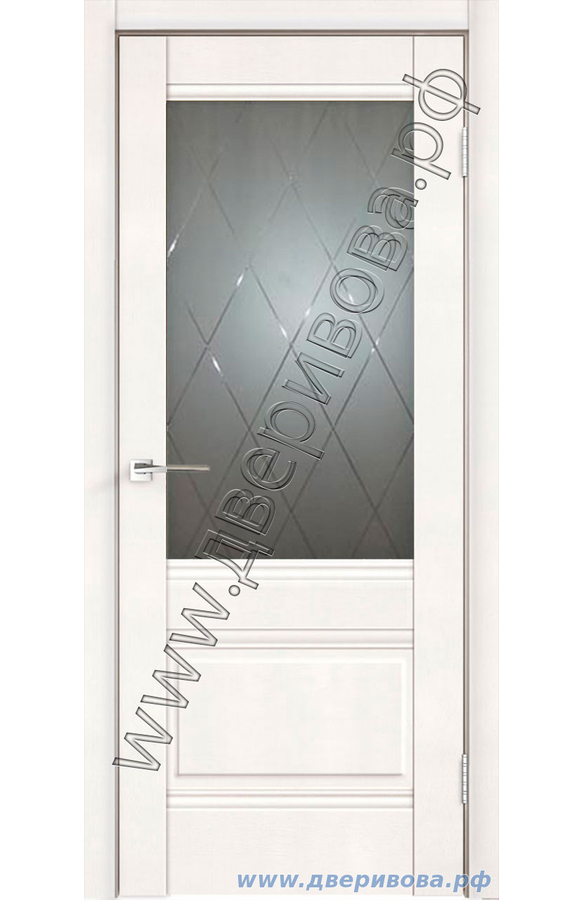 Дверь из экошпона Alto 2V, ПО, Белый эмалит (стекло ромб светлый)