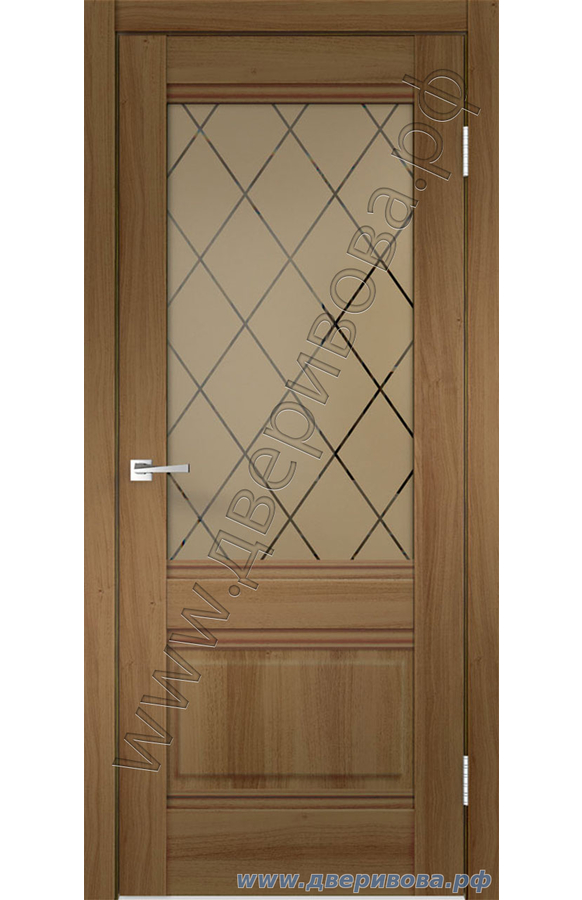 Дверь из экошпона Alto 2V, ПО, Орех золотой (стекло ромб бронза)