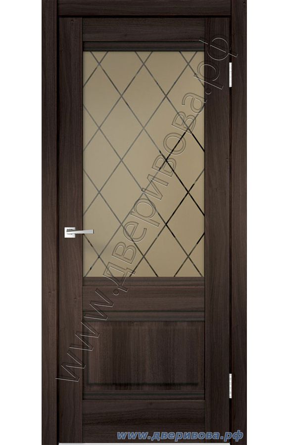 Дверь из экошпона Alto 2V, ПО, Орех каштан (стекло ромб бронза)