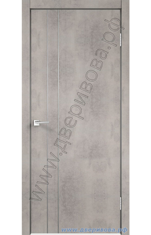 Дверь из экошпона Techno М2, ПГ, Муар светло - серый, алюминиевая кромка (замок Morelli 1895)