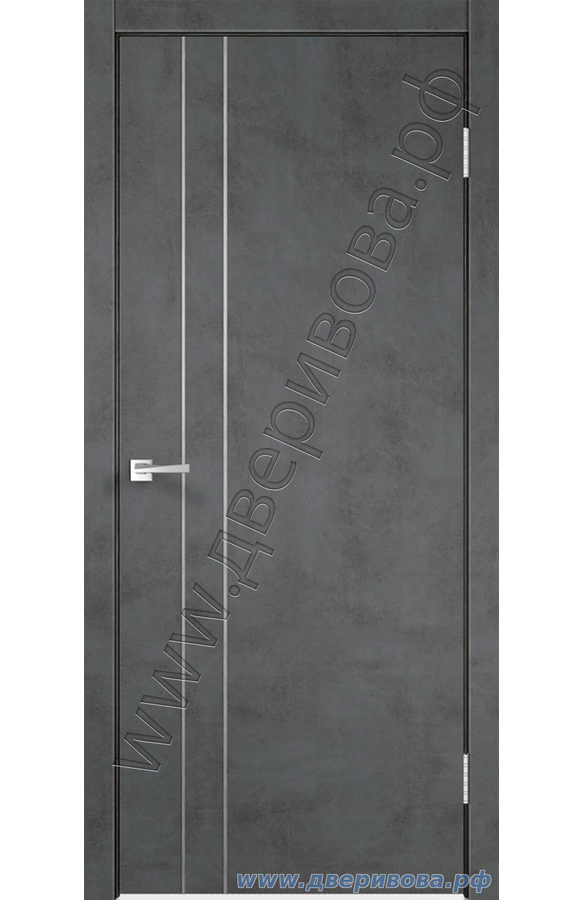Дверь из экошпона Techno М2, ПГ, Муар темно - серый, алюминиевая кромка (замок Morelli 1895)