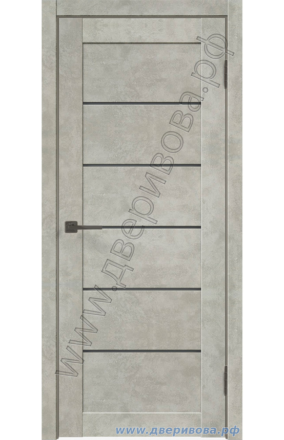 Дверь с покрытием финиш - пленкой Master foil, царговая, Loft 1, ПО, Бетон светло - серый (стекло графит серое)