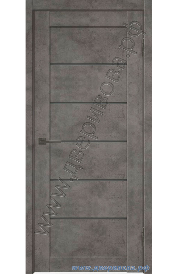Дверь с покрытием финиш - пленкой Master foil, царговая, Loft 1, ПО, Бетон темно - серый (стекло графит серое)
