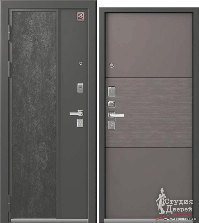 Дверь стальная LUX-7 Серый муар /Серый камень - Софт грей