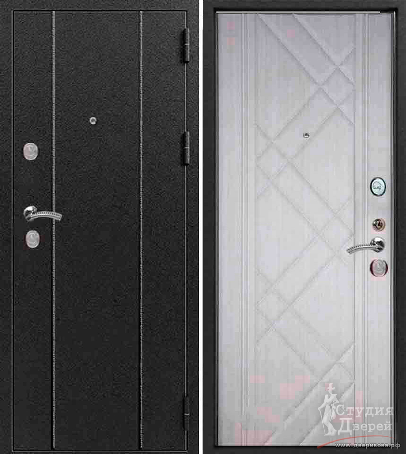 Дверь стальная ЭТАЛОН Х-30 Серебро - Седой дуб
