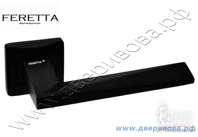 Ручка FERETTA на квадратной розетке 6 серия F 681 BLACK черная