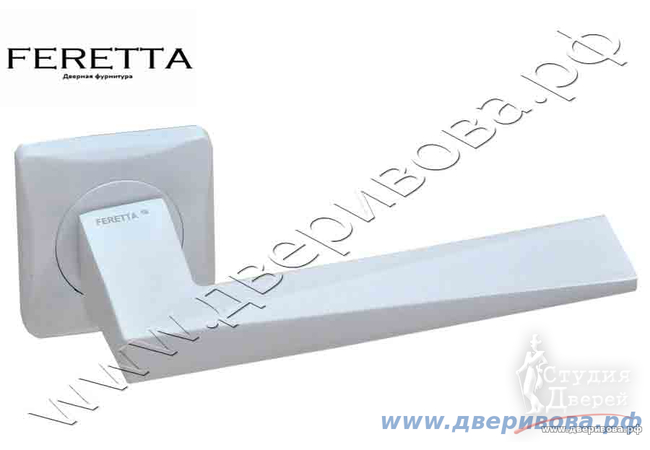 Ручка FERETTA на квадратной розетке 6 серия F 681 WHITE белая