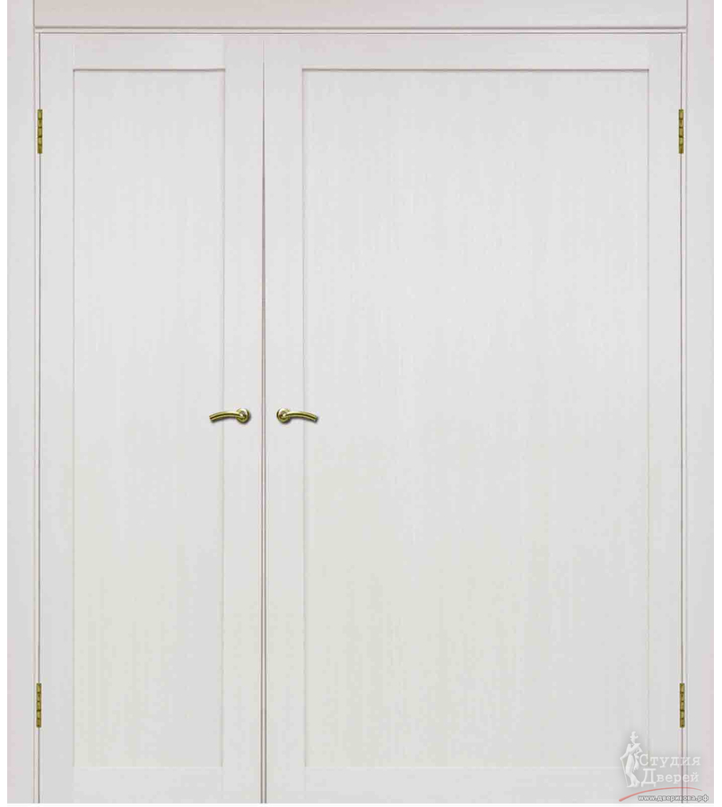 Двери асимметричные двустворчатые Турин 501.1 Белый лёд
