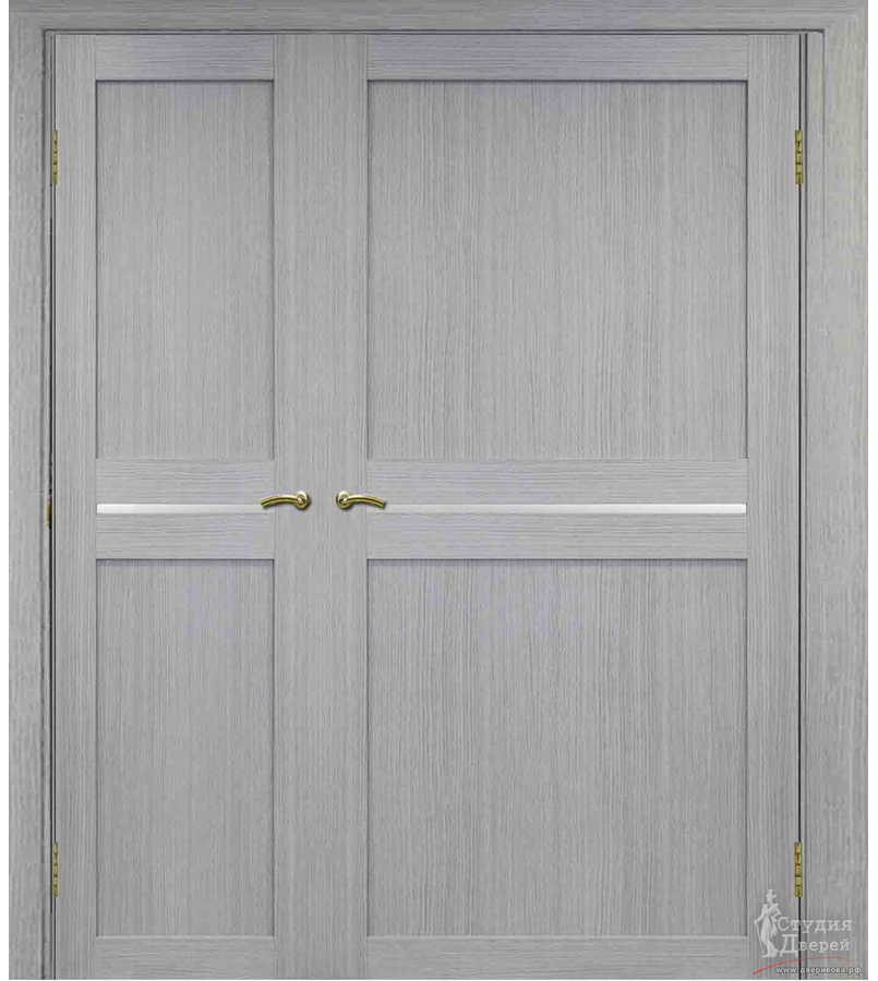 Двери асимметричные двустворчатые Турин 520.121 Дуб серый FL, стекло Мателюкс