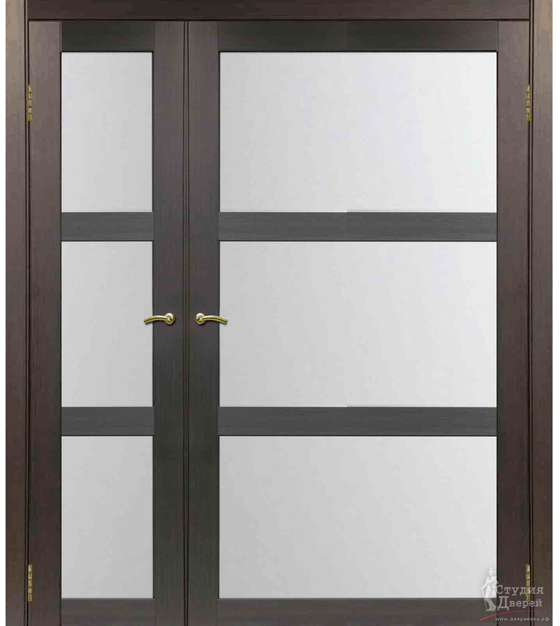 Двери асимметричные двустворчатые Турин 530.222 Венге FL, стекло Мателюкс