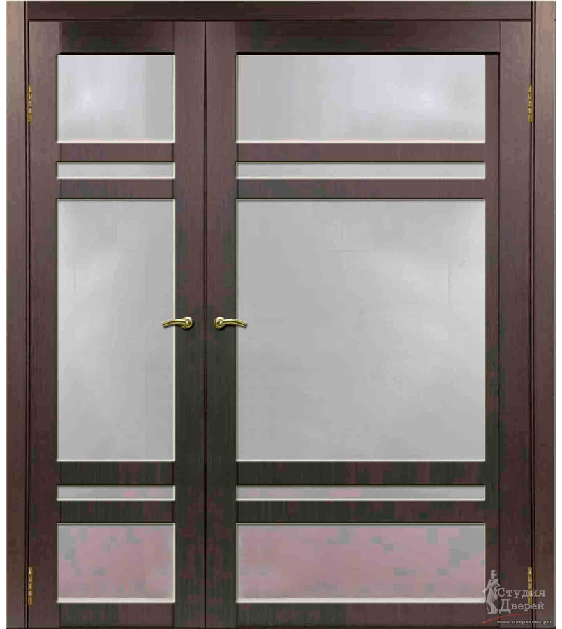 Двери асимметричные двустворчатые Турин 532.2222 Венге FL, стекло Мателюкс