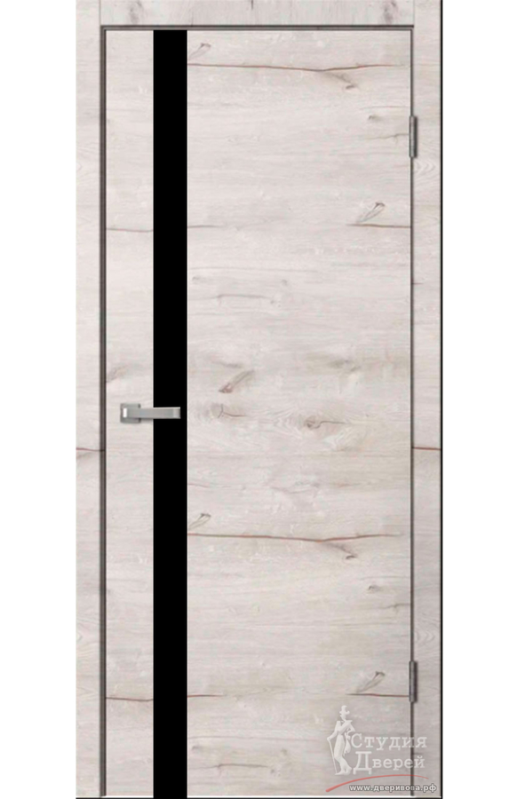 Полотно дверное FN01 ПО ПВХ дуб арктик, черное стекло лакобель