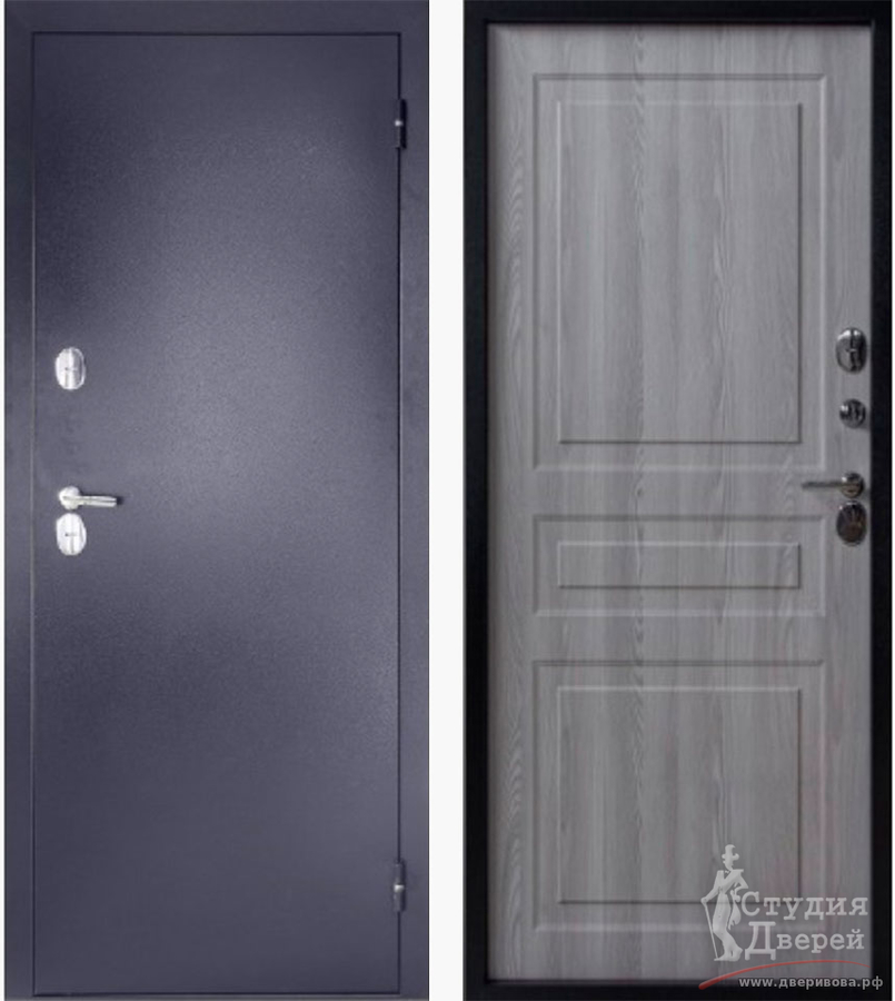 Дверь металлическая Норд (терморазрыв), МДФ 12 мм Ривьера айс/Металл Антик серебро