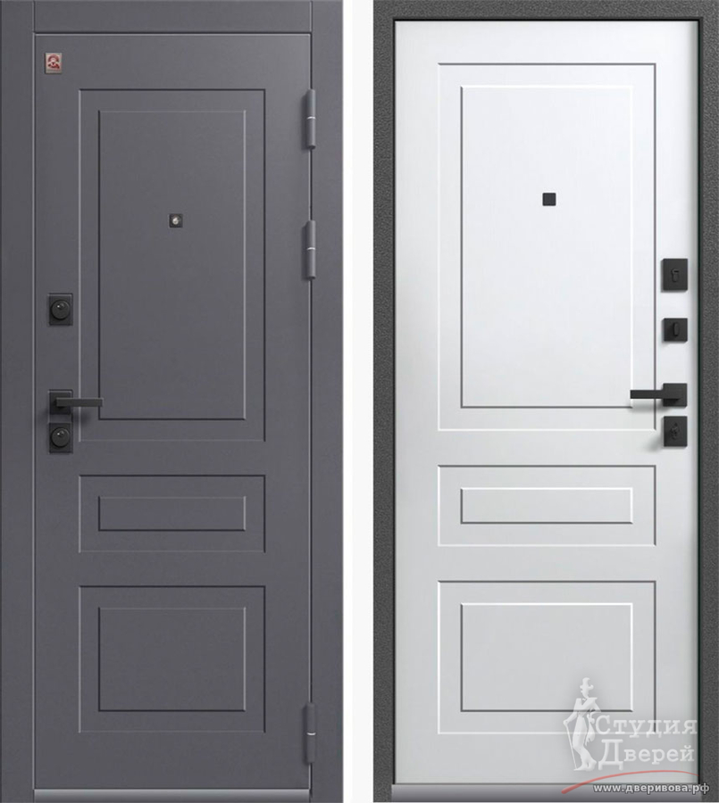 Дверь стальная LUX-4 Антрацит муар + Софт маренго/Софт белый