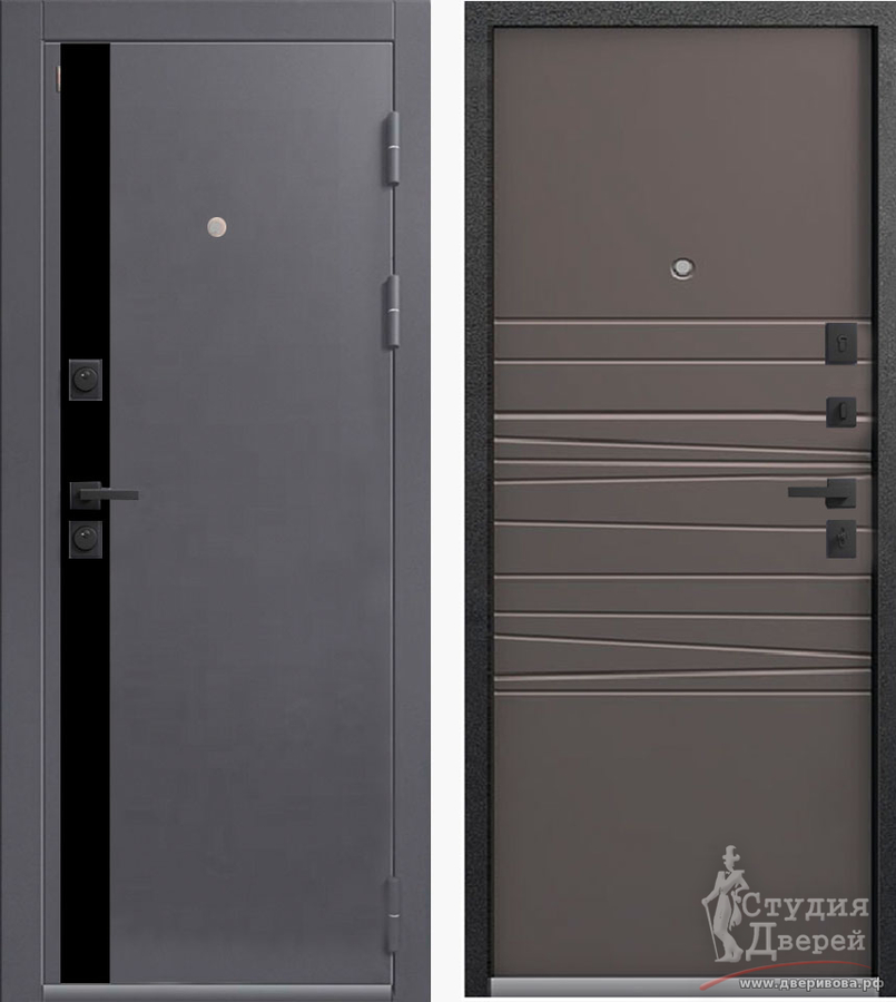 Дверь стальная LUX-5 Серый муар - Смоки софт