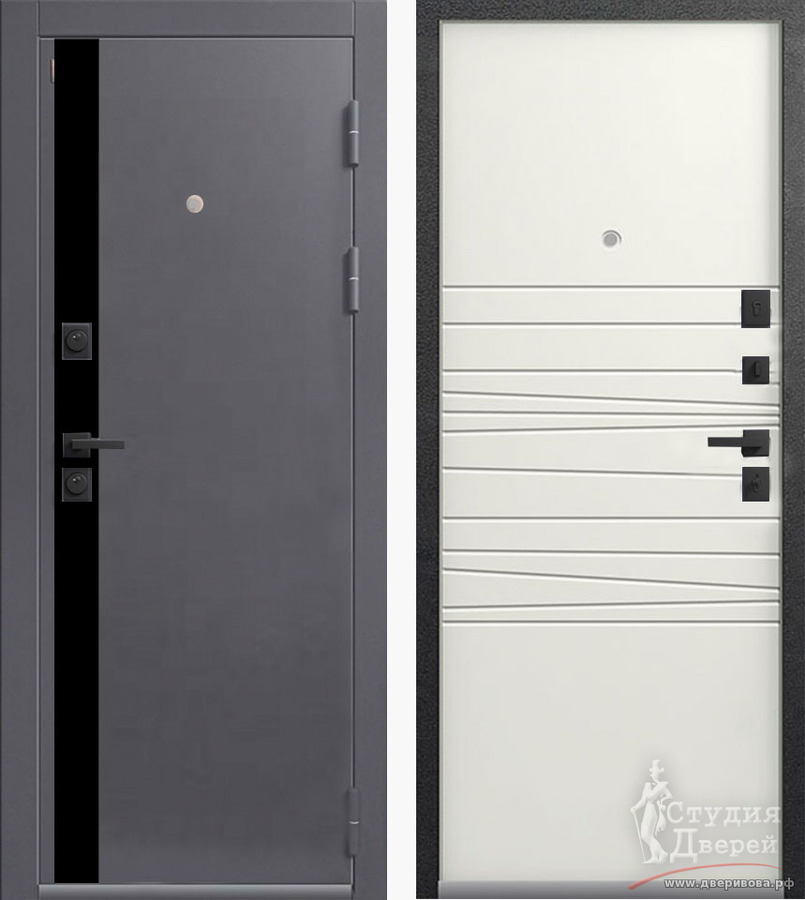 Дверь стальная LUX-5 Серый муар - Софт белый