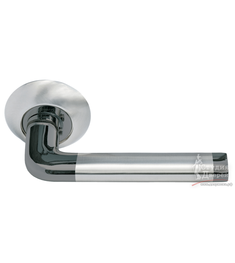 Ручка дверная на круглой розетке DIY MH-03 SN/BN белый никель/черный никель