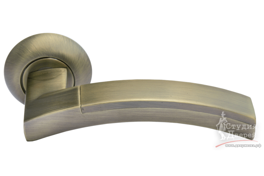 Ручка дверная на круглой розетке MH-12 MAB/AB бронза/античная бронза