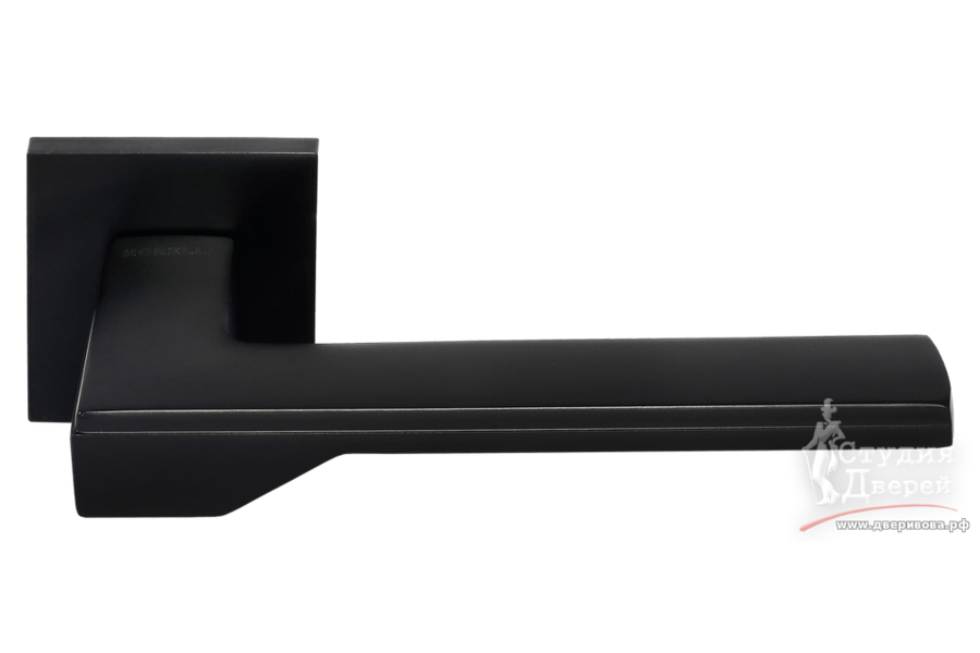 Ручка дверная на квадратной розетке 6 мм DIY MH-49-S6 BL черный
