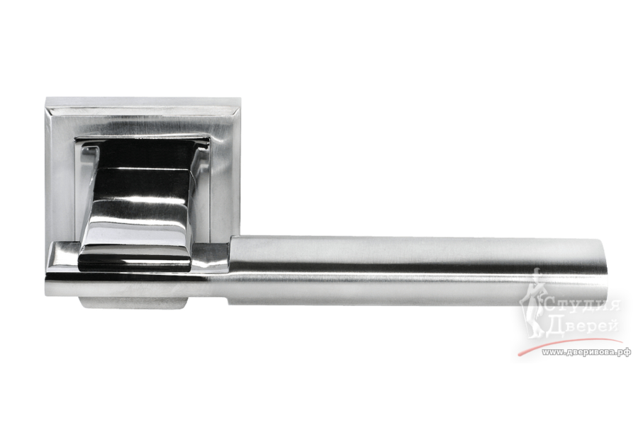 Ручка дверная на квадратной розетке DIY MH-13 SC/CP-S матовый хром/хром