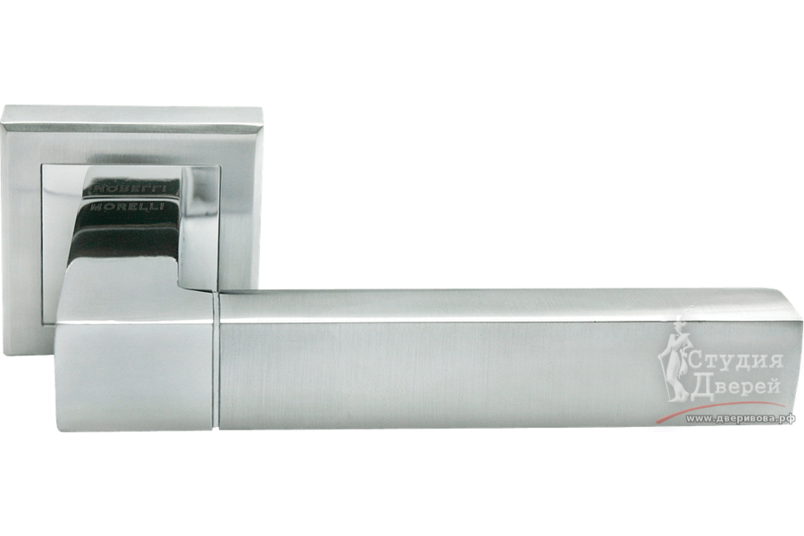 Ручка дверная на квадратной розетке MH-28 SC/CP-S матовый хром/хром