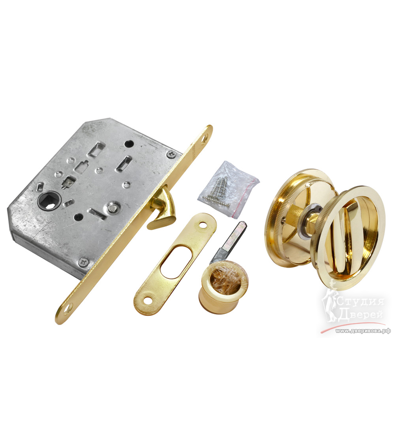 Комплект для раздвижных дверей - ручки, сантехническая защелка MHS-1 WC SG золото матовое