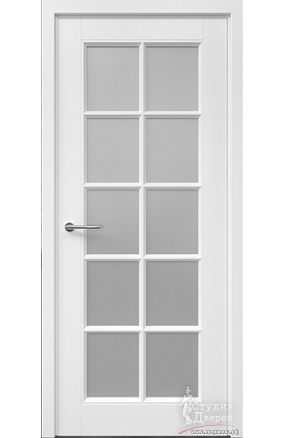 Полотно дверное ПО Классика 5 Эмаль белый, Стекло мателюкс (магнитная защелка)