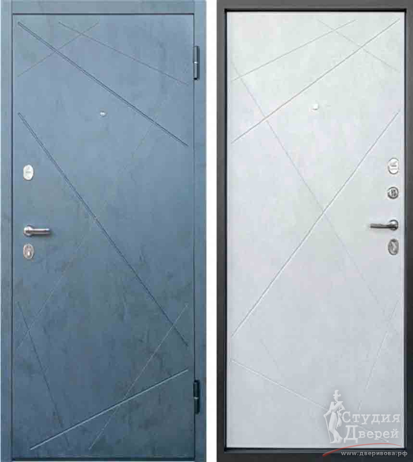 Дверь металлическая Луара МДФ 8 мм Бетон графит / МДФ 8 мм Экошагрень белая