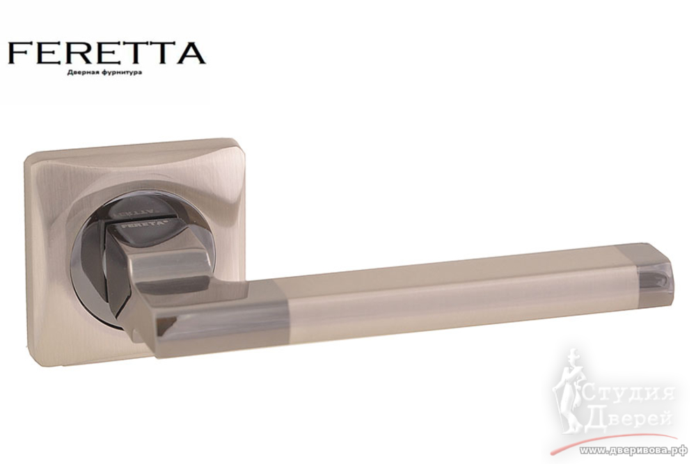 Ручка FERETTA на квадратной розетке 6 серия F 632 BN/SN матовый никель/черный матовый никель