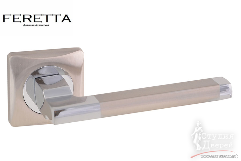 Ручка FERETTA на квадратной розетке 6 серия F 632 SN/CP матовый никель/полированный хром