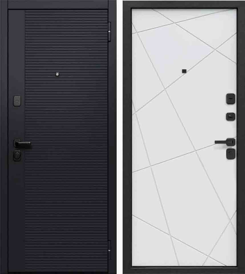 Входная дверь 7,5 см NEW Фрезерованная МДФ панель Черный кварц/Фрезерованная МДФ панель, Сатин белый