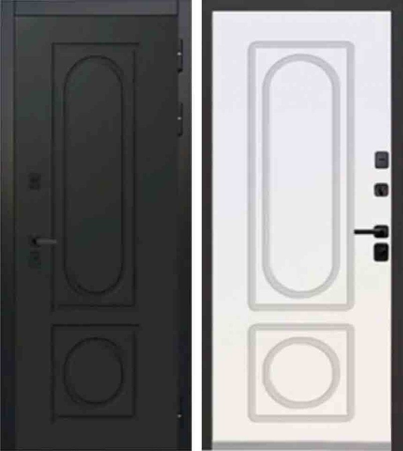 Входная дверь Luxor Termo 6 МДФ-панель 12 мм, Эмаль черная матовая/МДФ-панель 10 мм Эмалит белый (Терморазрыв)