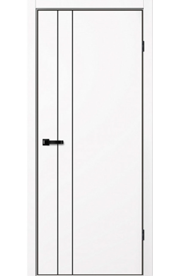 Полотно дверное NEO 02, покрытие Эмалит белый, Черная алюминиевая кромка с 4х сторон