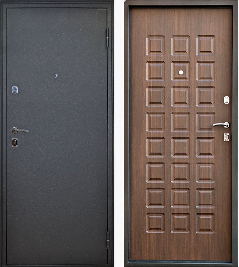 Входная дверь Виктория металлик черный/МДФ 6 мм, Венге тонкий