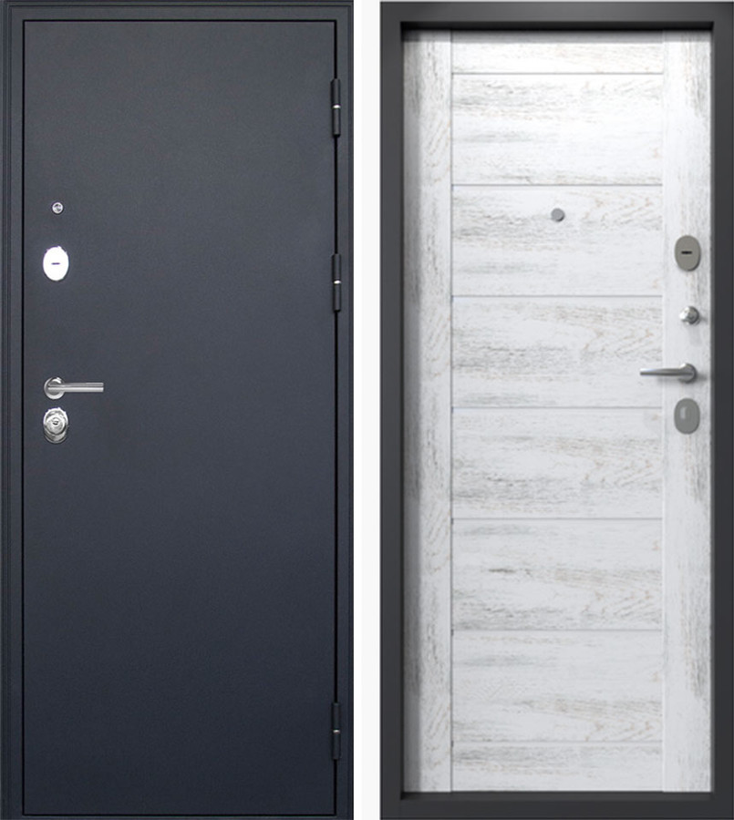 Входная дверь Родина царга черное серебро/МДФ 16 мм, Лиственница кремовая, со вставками белого лакобель