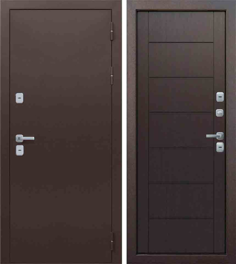 Входная дверь 11 см ISOTERMA Медный антик/фрезерованная МДФ панель 10 мм Темный Кипарис, Терморазрыв