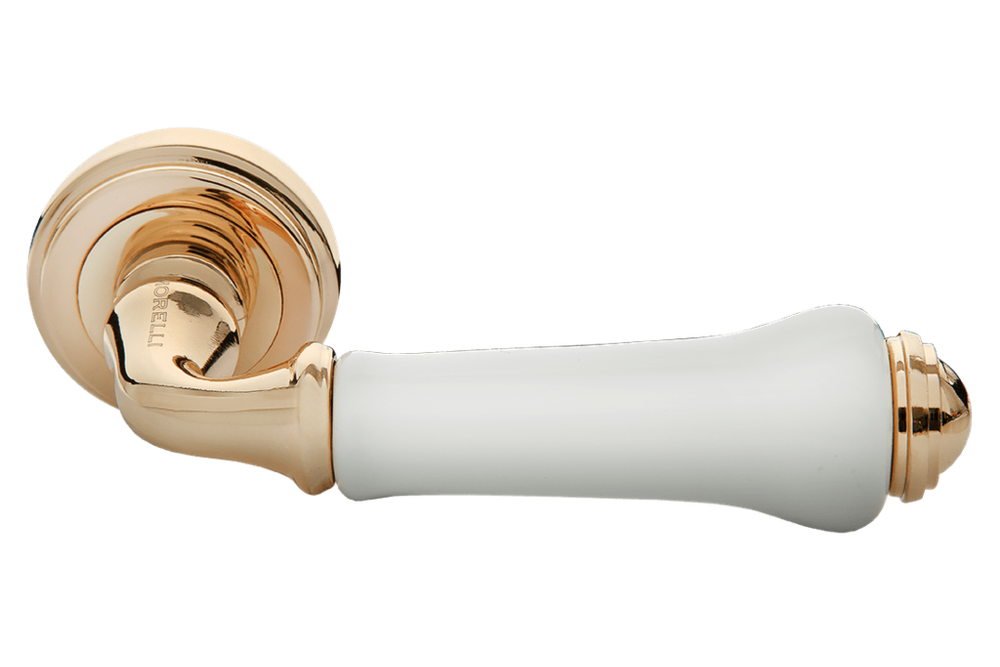 Ручка дверная на круглой розетке UMBERTO MH-41-CLASSIC PС/W хром/белый