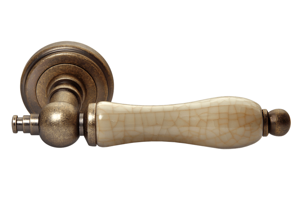 Ручка дверная на круглой розетке MART MH-42-CLASSIC OMB/CH старая матовая бронза/шампань