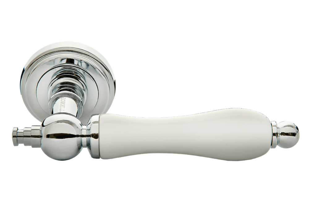 Ручка дверная на круглой розетке MART MH-42-CLASSIC PG/W золото/белый