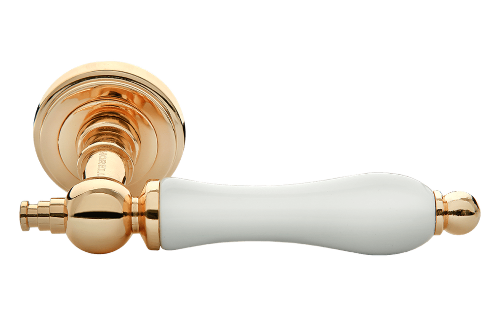 Ручка дверная на круглой розетке MART MH-42-CLASSIC PС/W хром/белый