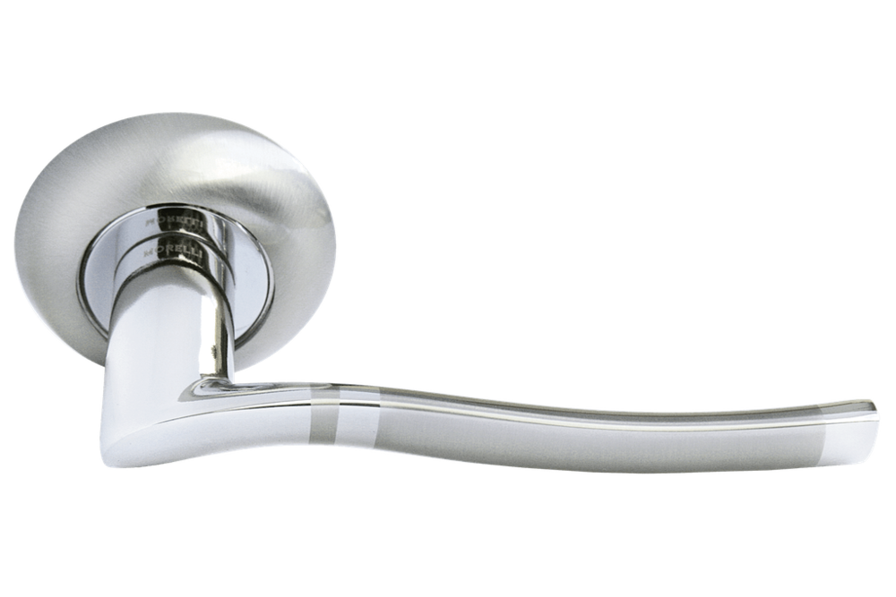 Ручка дверная на круглой розетке FOUNTAIN MH-04 SN/CP белый никель/хром