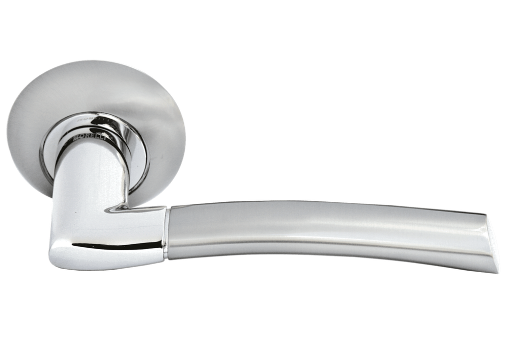 Ручка дверная на круглой розетке PISA MH-06 SN/CP белый никель/хром