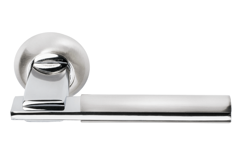 Ручка дверная на круглой розетке Ecstasy MH-13 SN/CP белый никель/хром