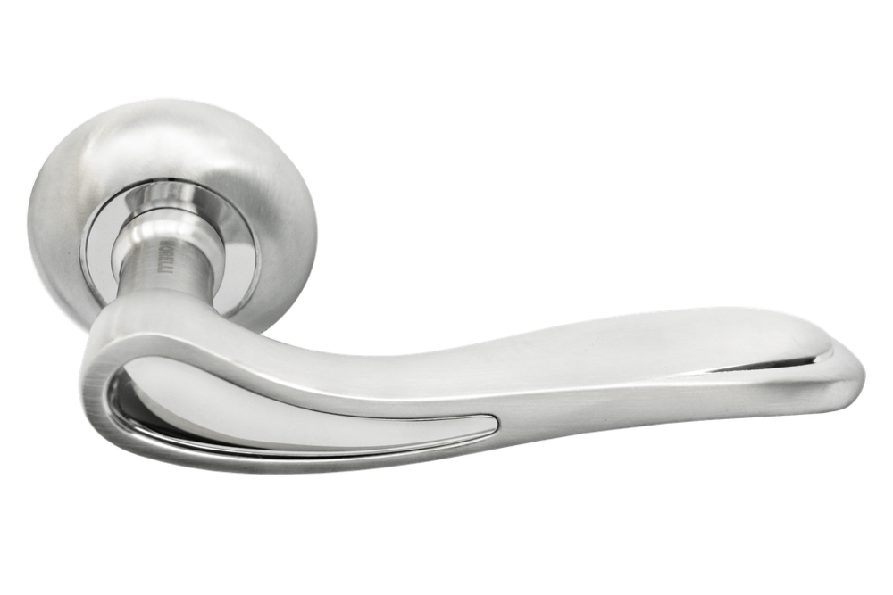Ручка дверная на круглой розетке LONDON EYE MH-26 SC/CP матовый хром/хром
