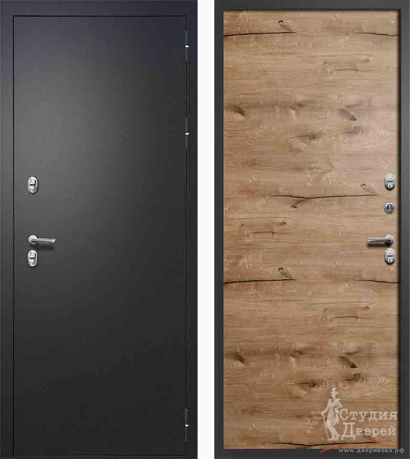 Стальная дверь Fly Doors Айварс ТЕРМО Пацифик, Букле черный